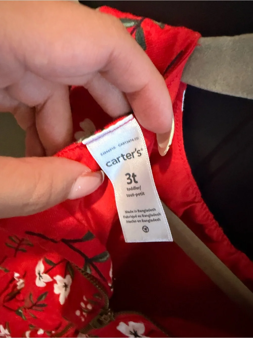 Carter's Red Floral Sleeveless Skirted Dress